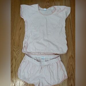 Striped rose pink women’s Lake Pima cotton pajama set! Size large EUC